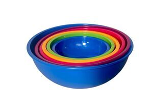 Reo 6-Piece Pinch & Measure Bowls, Space Saving Nesting Design Bright Rainbow
